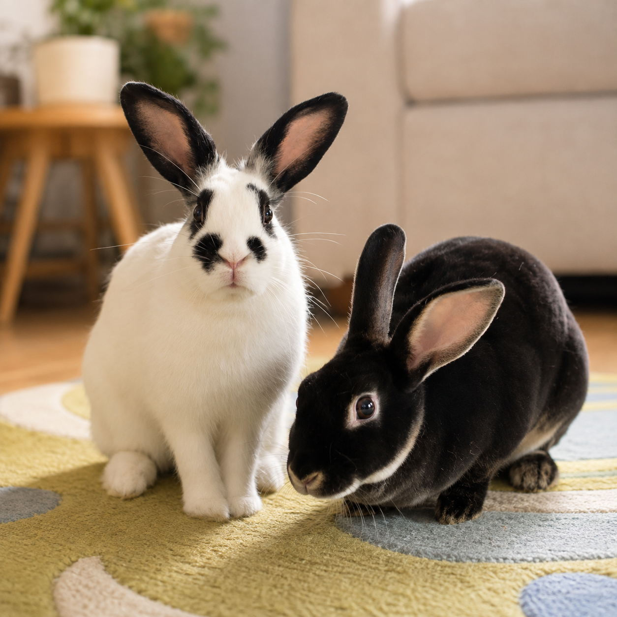 Two pet rabbits